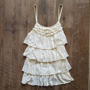 Express ruffled tank top in white, Size: Small